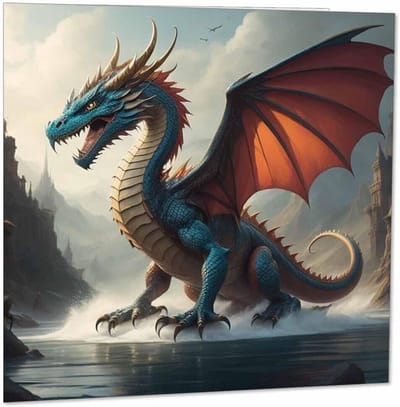 Luxe Fantasy Wenskaart Draak Verjaardag Vierkante Kaart 145x145mm