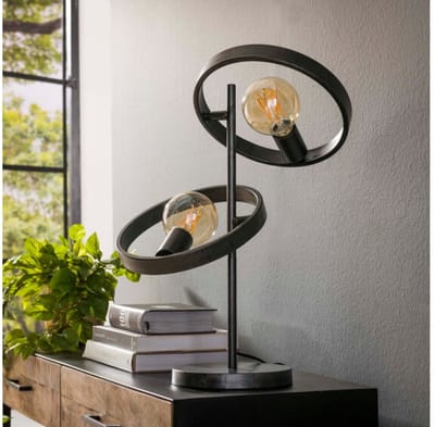 Tafellamp 2L Hover in Charcoal voor Woonkamer en Bureau - Tafellampen - 42x26x53 cm - Modern Design - Eettafel - Slaapkamer - Sfeerverlichting - Compact Formaat - Stijlvolle Charcoal Kleur