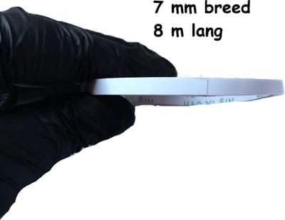 Dubbelzijdige tape - 7 mm breed - 3 stuks - Wit - Doorzichtig plakband - Dubbelzijdige plakband - Plakband - Tape