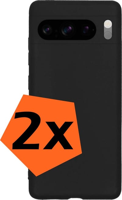Hoes - 2 Stuks - Geschikt voor Google Pixel 8 Pro - Sterk & Shockproof - Case Siliconen - Back Cover - Telefoon Hoes - Zwart