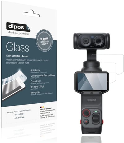 dipos – 2x Pantserfolie geschikt voor Insta360 Luna Ultra | 9H Screenprotector