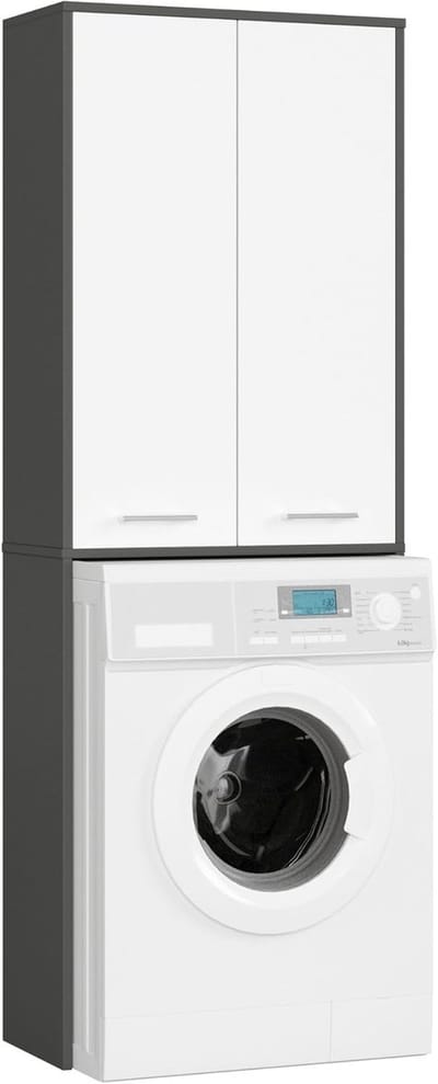 Was a machine kast met 2 deuren, 4 legplanken en opbergvak voor een stijlvolle badkamer