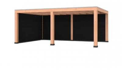 Douglas overkapping, 600 x 300, met achterwand en zijwand, Westwood Robuust zwart