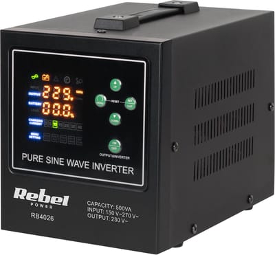 Rebel POWER-500-LFP4 - Noodstroomvoorziening - 500VA/300W - Zuivere Sinus