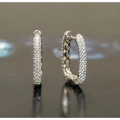 Huitan Eenvoudige Stijlvolle Oorbellen met Volledige Mini Zirkonia Mode Bling Bling Veelzijdige Accessoires Dames Glanzende Dagelijkse Sieraden gray