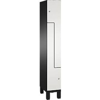 C+P Z locker Cambio, 1 vak, op poten, B 300 x D 525 x H 1980 mm, zwart-grijs/wit
