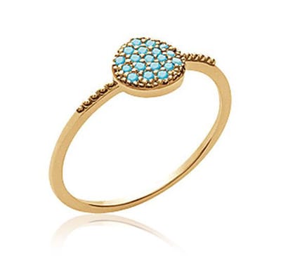 Amanto Ring Dorien - 925 Zilver Verguld - Turkoois - ∅8mm - Maat 50-16mm