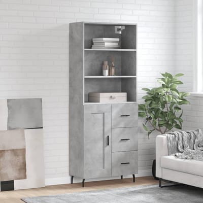 vidaXL - Hoge - kast - 69,5x34x180 - cm - bewerkt - hout - betongrijs