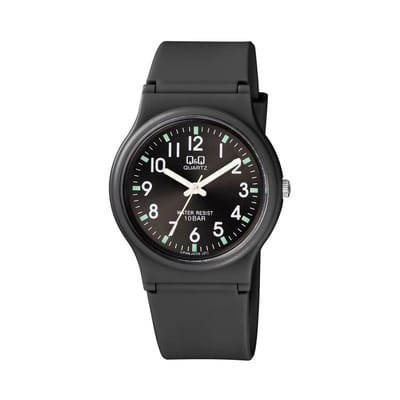 Q&Q VP46J038Y - Horloge - Sport - Analoog - Dames - Vrouwen - Plastic band - Rond - Cijfers - Kunststof - Zwart - Groen - Wit - 10 ATM