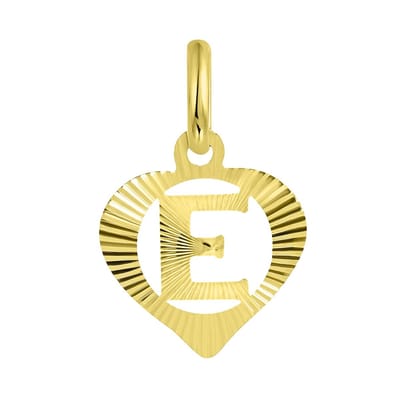 Lucardi Dames alfabet hanger hart - Letter E - Cadeau - 9 Karaat - Geelgoud