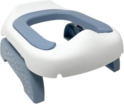 Pote Plus Travel Potty - Draagbare, opvouwbare peutervoeding met zachte PU-bekleding en 5 wegwerpliners (grijs bos)