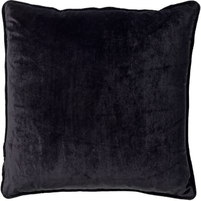 Dutch Decor FINN - Kussenhoes 45x45 cm - velvet - effen kleur - Raven - zwart - met rits - zonder binnenkussen