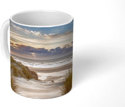Mok - Koffiemok - Strand - Duin - Gras - Zonsondergang - Zee - Mokken - 350 ML - Beker - Koffiemokken - Theemok