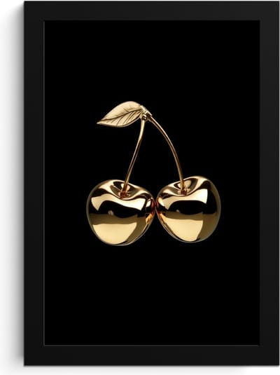 Fotolijst inclusief poster - Posterlijst 20x30 cm - Posters - Kersen - Zwart - Goud - Chrome - Foto in lijst - Keuken decoratie muur - Wanddecoratie accessoires - Muurdecoratie - Schilderijen