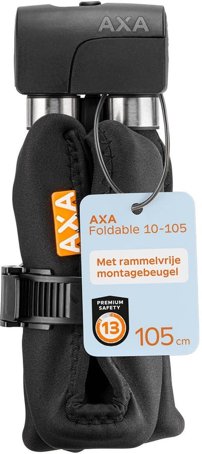 AXA Foldable 10-105 ART 2 Vouwslot – Fietsslot met keurmerk – Sterk slot voor elektrische fiets, fatbike en bakfiets – Inclusief houder en Sleutelservice – 105 cm