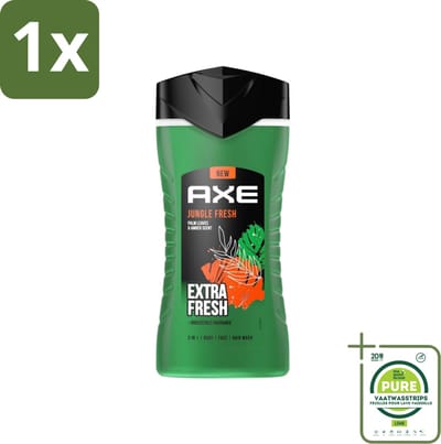 1 x Axe - 3-in-1 Douchegel - Jungle Fresh - Palm Leaves & Amber - Extra Fresh - 250 ml - Douchegel - 3-in-1 - Axe Jungle Fresh - Palmbladeren - Amber