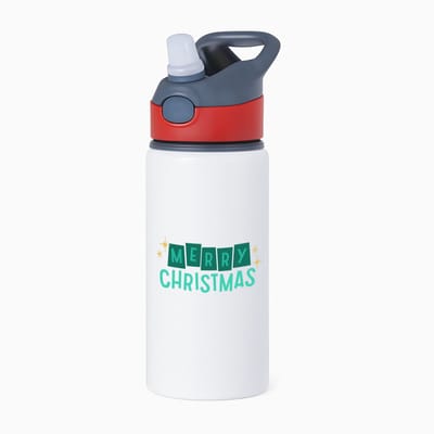 Hacebo® - Kerst merry christmas waterfles met rietje rood - Kerstmis - Kerst beker - winter - kerst - christmas - kerst cadeau - water fles - 650ML