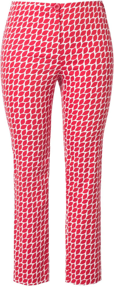 Ulla Popken - Dames - Broek grafisch design smalle pijpen elastische tailleband - Salsa - Maat 42