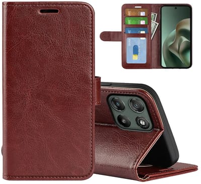 MobyDefend Hoesje - Geschikt voor Motorola Moto G57 Power - Wallet Book Case (Sluiting Achterkant) - Bruin