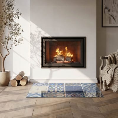 Coloray Vloerplaat Houtkachel - Plaat voor Onder Houtkachel - 100 cm x 50 cm - Open Haard Accessoires - Blauw Vloerplaat Kachel - Plaat Kachel - Plaat onder Houtkachel - Kachel Onderplaat - Onderplaat