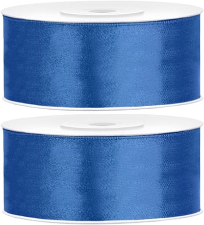 Partydeco Cadeaulint - 2x - blauw - 2,5 cm x 25 meter - satijn - sierlint - inpakken - decoratie