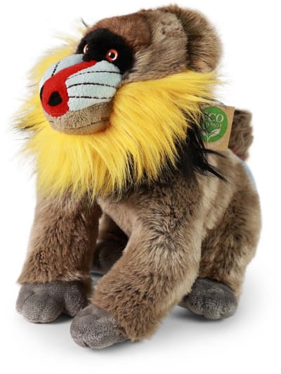 Rappa ECO knuffel aap mandril 28 cm - realistische knuffel van recyclede PET flessen - grijs, multi