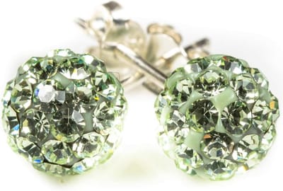 Karma Oorbellen Crystal Ball Green Zilver | 4 mm