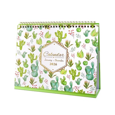 Dailygoods - Andiker Kalender 2026, 25 x 19 cm, tafelkalender voor de periode januari tot december 2026, familiekalender 2026, met prachtige omslag, stabiele dubbele spiraalbinding (groen)
