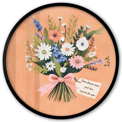Poster in lijst Rond - Fotolijst 40x40 cm - Posters - Boeket - Strikje - Quote - Ronde posterlijst zwart - Decoratie - Wanddecoratie woonkamer - Muurdecoratie slaapkamer