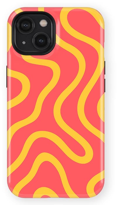 DripCase Curvy Lines Hoesje geschikt voor iPhone 14 | Backcover met Mag | Design Tough Case geschikt voor iPhone 14 Sunburst Drift