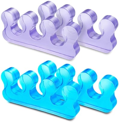 Daity Teennagelspreiders voor dames - teennagelspreiders voor dames - herbruikbare teennagelspreiders - teennagelspreiders voor nagellak - zachte gelpedicure-instrumenten. Blauw-paars (4 stuks)