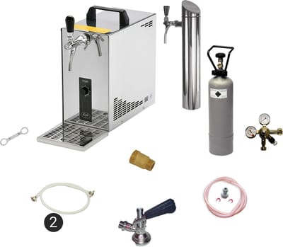 Complete Set - Biertap PYGMY 25, 1-kraans, 35 liter/uur - met Fustkoppeling Type G - Droogkoeler - Thuistap - Bierkoeler