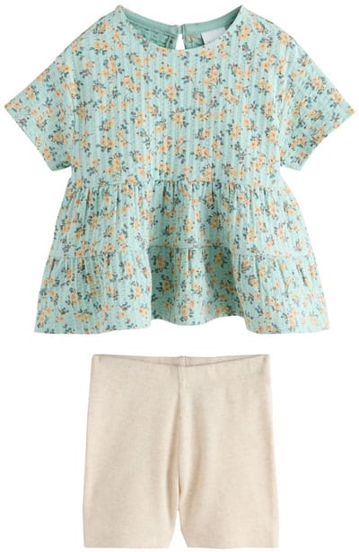 Next - Meisjes - Set van blouse met korte mouwen en short - Blauw