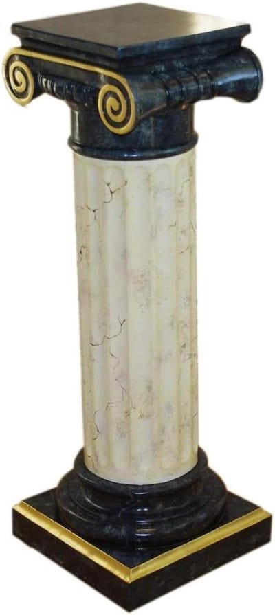 Staande zuil - Bloemenstandaard decoratie - Interieur styling - Handgemaakt design - 100 cm hoog - Marmerlook zwart goud
