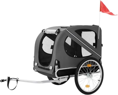 AHD® Fietskar - Hondenbuggy - Hondenfietskar - Hondenfietskar Opvouwbaar - Grijs - 130cm x 72cm x 123cm