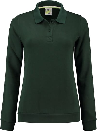 Lemon & Soda polosweater voor dames in de kleur forest green in de maat M.