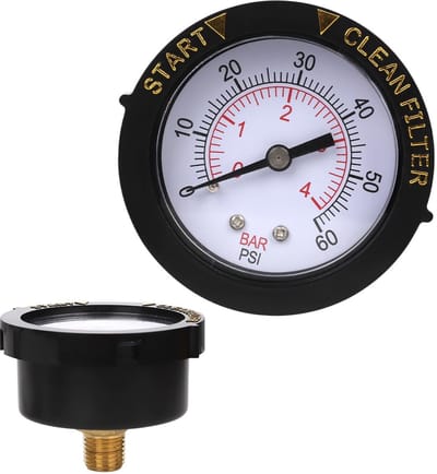Dailygoods- Manometer Waterdruk 0-60 PSI - Drukmeter Zwembadfilter - Waterdichte Indicator - Messing/Roestvrij Staal - 6,7x6,5x5,5cm - Nauwkeurige Meting