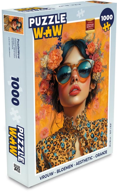 Puzzel Vrouw - Bloemen - Aesthetic - Oranje - Legpuzzel - Puzzel 1000 stukjes volwassenen