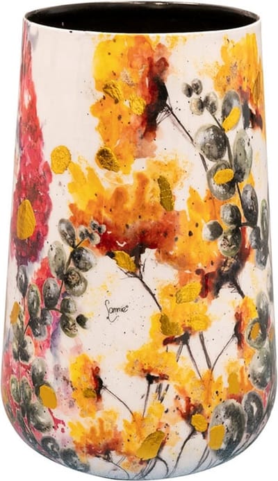 TS Collection - Vaas Designed by Lammie - Floral white - 13x20 - Metaal & Epoxy - Exclusieve woonitems voor binnen - Handgemaakt - Unieke print - Designed by Lammie