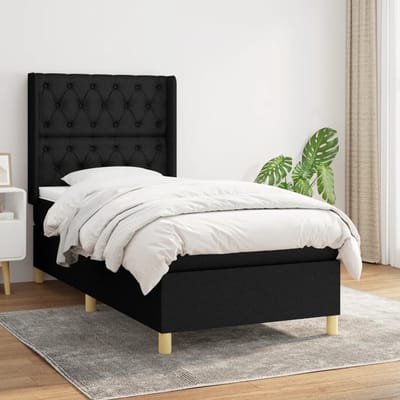 vidaXL - Boxspring - met - matras - stof - zwart - 80x200 - cm