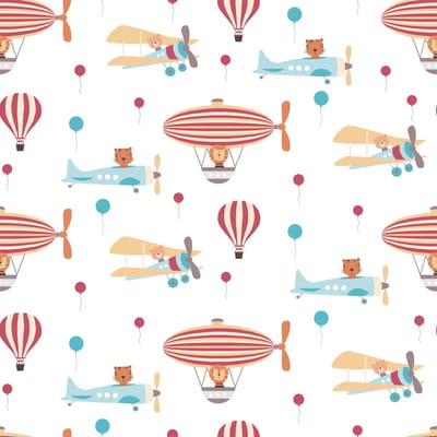 Kinderbehang Profhome 381261-GU vliesbehang licht gestructureerd met kinder patroon mat wit rood blauw beige 5,33 m2