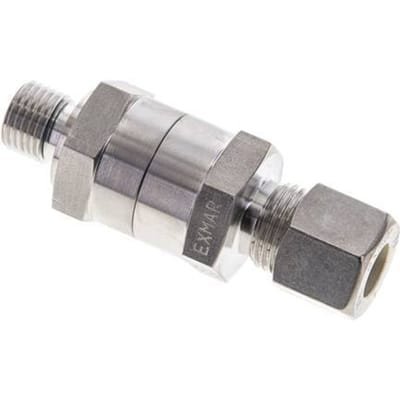10L (M16x1.5) & G1/4'' Regeling-Uit RVS Terugslagklep Knelfitting Buitendraad 1-250 bar ISO 8434-1