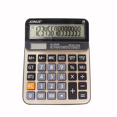 Rekenmachine - 14-Cijferige Zonnepaneel & Batterij Desktop Calculator – Zakelijke Rekenmachine met Check & Correct Functie