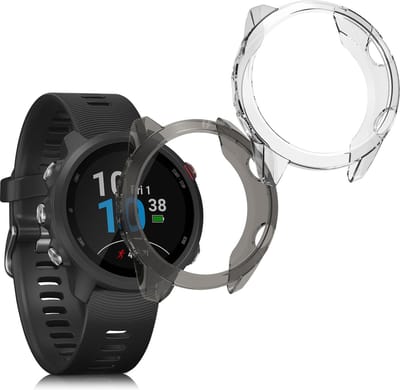 kwmobile 2x Hoes voor geschikt voor Garmin Forerunner 245 / 245 Music - Siliconenhoes voor sporthorloge zwart / transparant