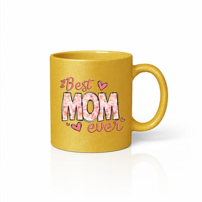 Best Mom Ever Koffiemok - Bloemen Moederdag Cadeau - Gouden Luxe Keramische Mok