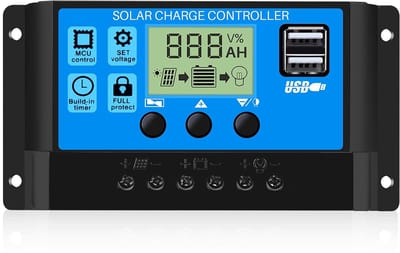 30 A 12 V/24 V Regelaar op zonne-energie, laadregelaar met 5 V Dubbele USB-poort en timer-instelling, lcd-display voor zonnepaneel acculamp verlichting (30 A)