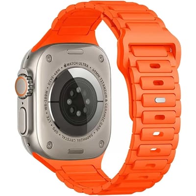 123watches bandje Raveo - siliconen - oranje - 38 · 40 · 41 & 42 mm - Geschikt voor Apple Watch series 1/2/3/4/5/6/7/8/9/10/11/12/SE/SE2/SE3
