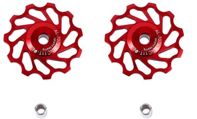 Dailygoods- Geleiderol 11T - Keramische Katrol - Aluminium - Fietsaccessoire - Set van 2 - Geschikt voor Achterderailleur - Fietsrol