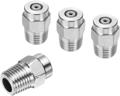 Reinigingsspuitkoppen - Hogedruk mondstukken - Precisie reiniging - Roestvrij staal - 4 stuks - Zilver