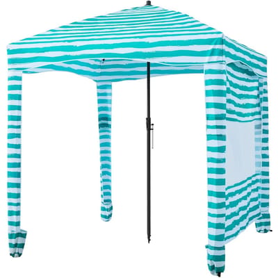 Cabane de Plage, 1,83 x 1,83 m Tonnelle de Plage avec Paroi Latérale, Protection UPF 50+ Tente Cabane Facile à Installer avec Poches à Sable, Abri Solaire Portable